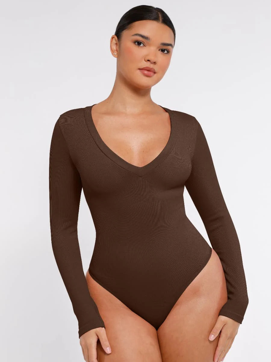 Long Sleeved V-neck Bodysuit