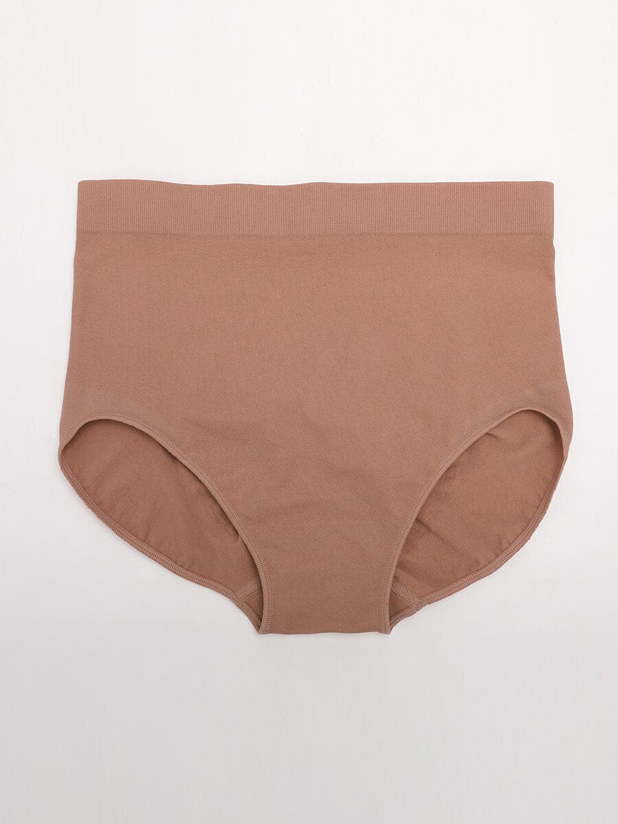 Dark Brown high-waisted underwear on a white background