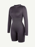 Gray full-body suit with long sleeves on a white background