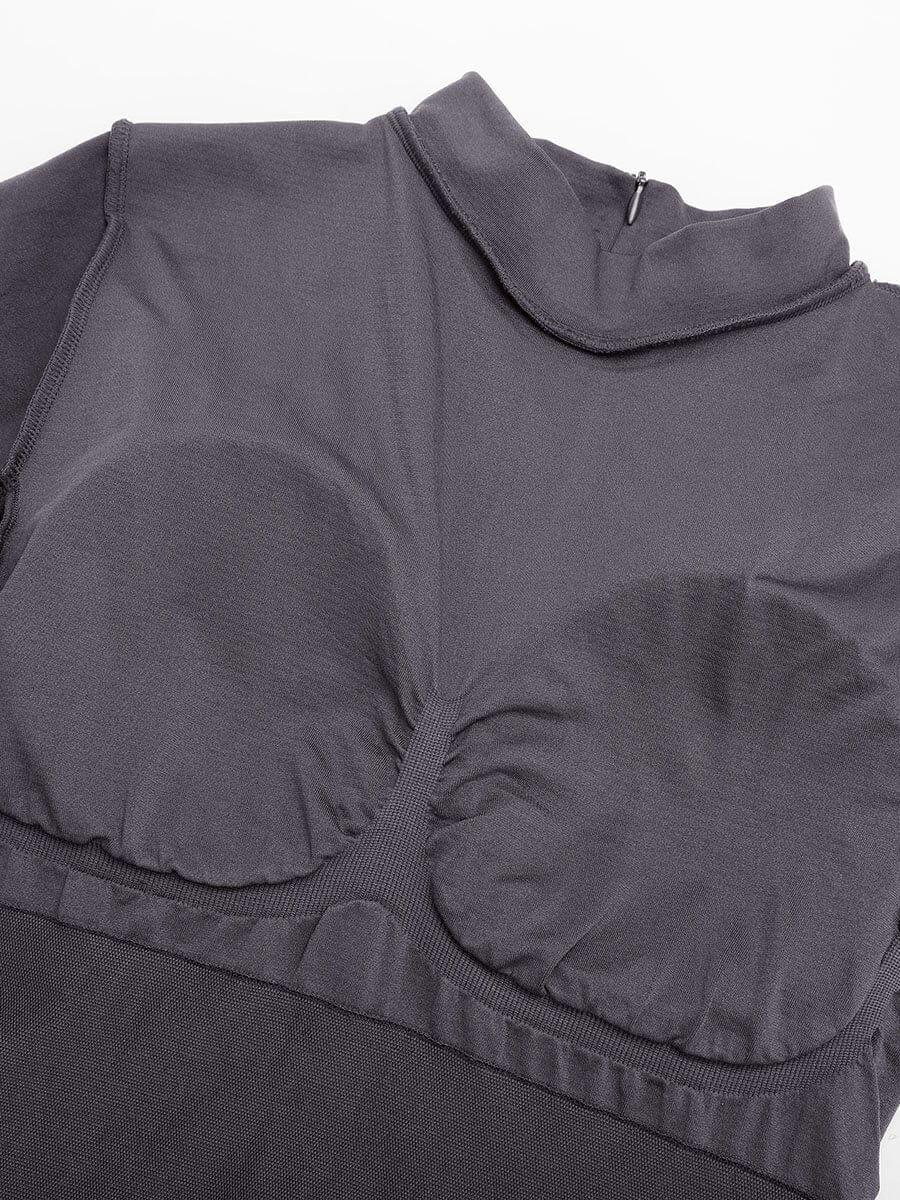 Gray bra with a zipper on a white background
