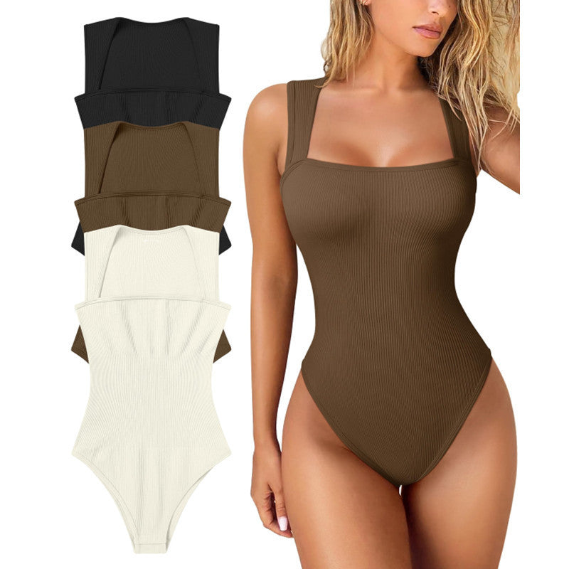 Brown bodysuit with color options displayed on a white background