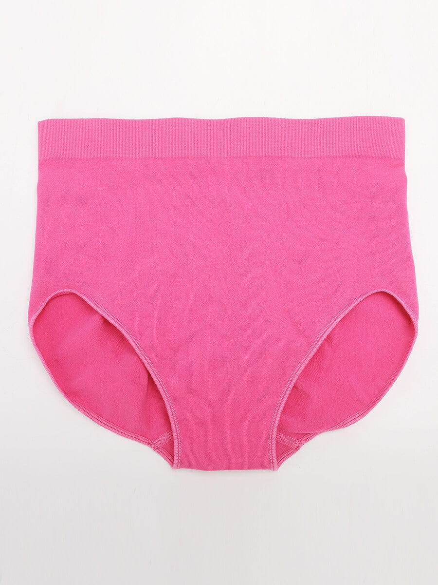 Pink high-waisted underwear on a white background