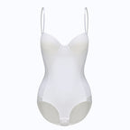 White bodysuit with thin straps on a white background