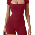 Red dress with a square neckline on a white background