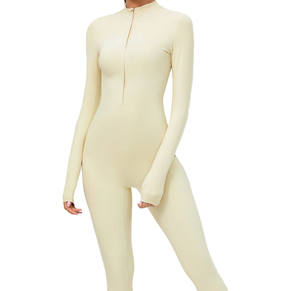 Light yellow bodysuit on a gray background