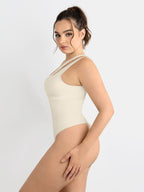 One-shoulder Cut Out Waist and Abdomen Compression Shapewear Bodysuit