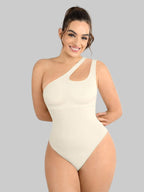 One-shoulder Cut Out Waist and Abdomen Compression Shapewear Bodysuit