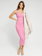 Spaghetti Strap Square Neck Long Dress