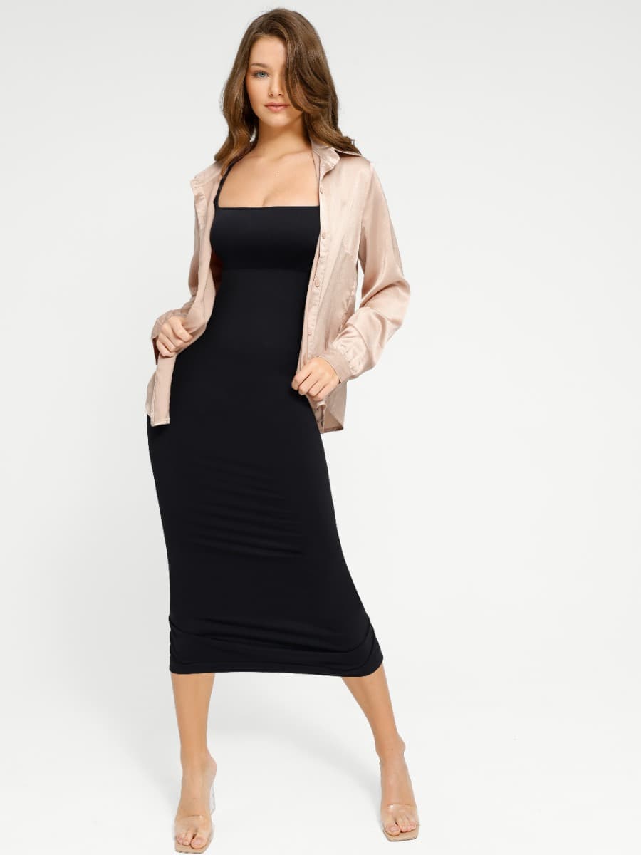 Spaghetti Strap Square Neck Long Dress