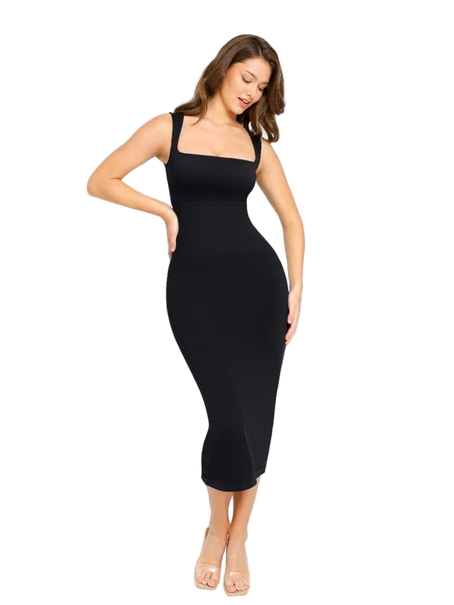 Spaghetti Strap Square Neck Long Dress