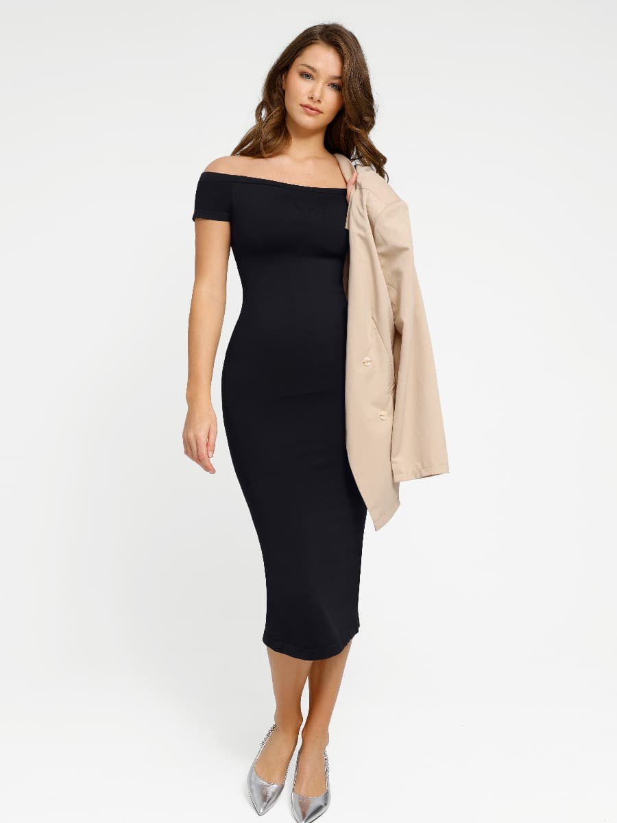 Off shoulder Short-sleeved Outerwear Dress