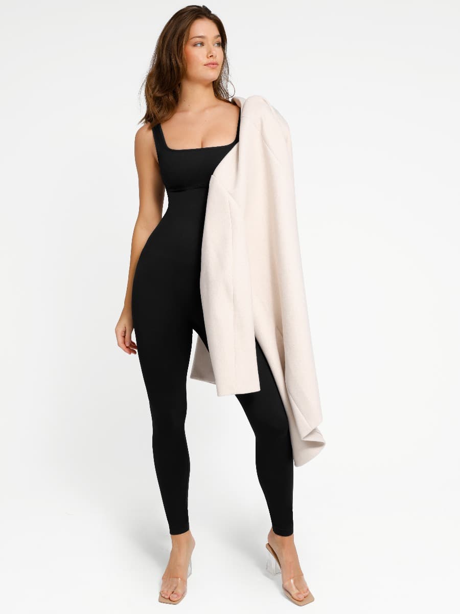 Square Neck U-Shaped Back Design Shaping Jumpsuit