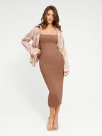Spaghetti Strap Square Neck Long Dress