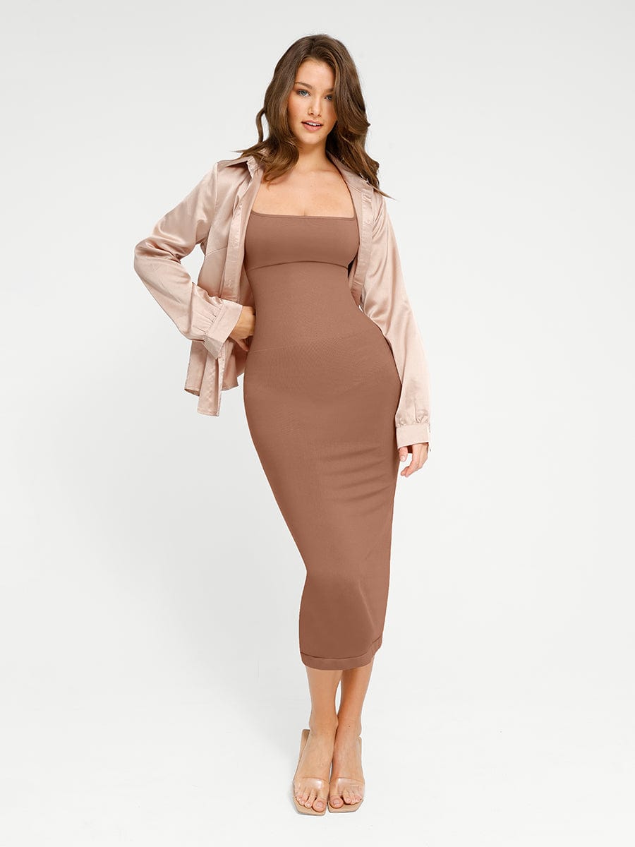 Spaghetti Strap Square Neck Long Dress