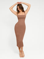 Spaghetti Strap Square Neck Long Dress