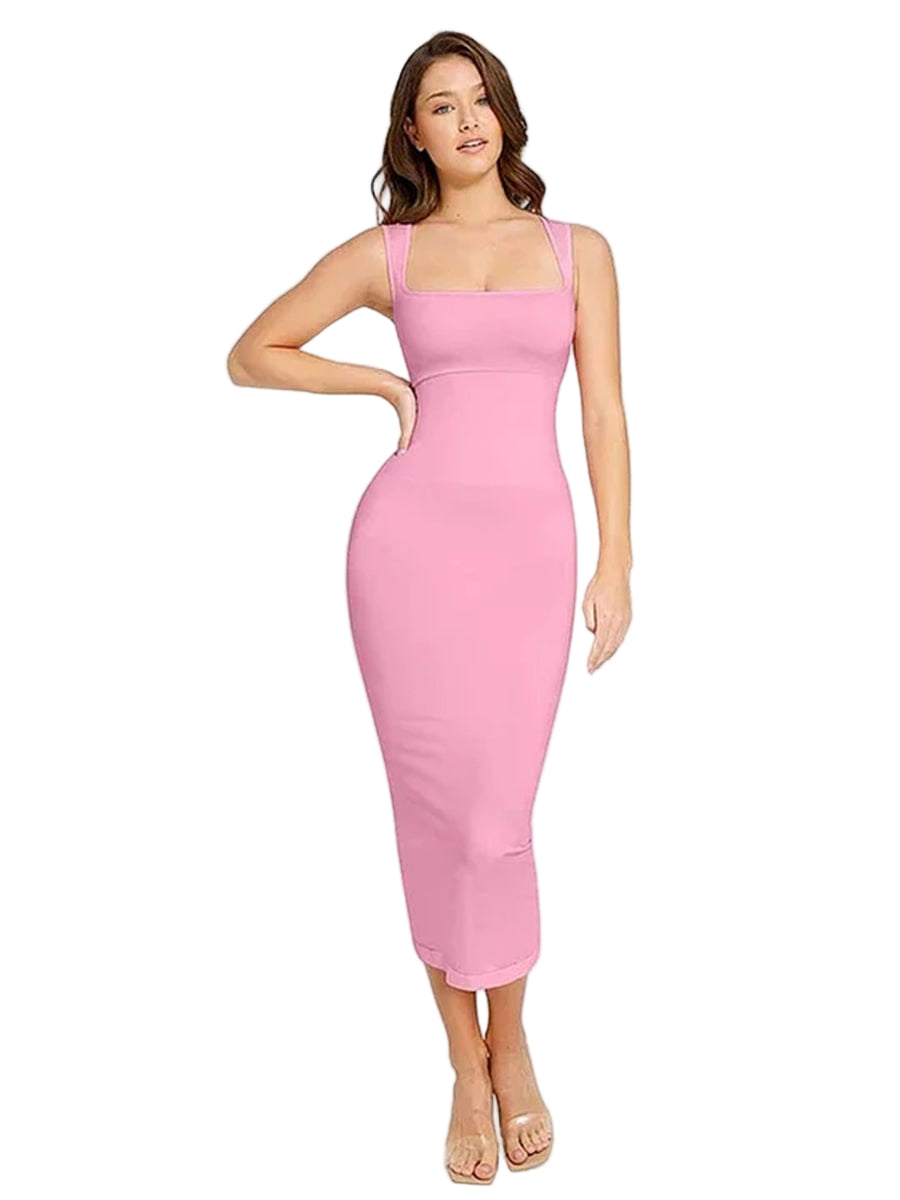 Spaghetti Strap Square Neck Long Dress