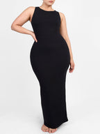 Wholesale Light Support Crew Collar Long Bulit-in Shapewear Dress