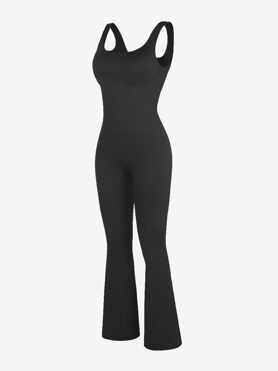 Square Neck U-Back Flared Jumpsuit