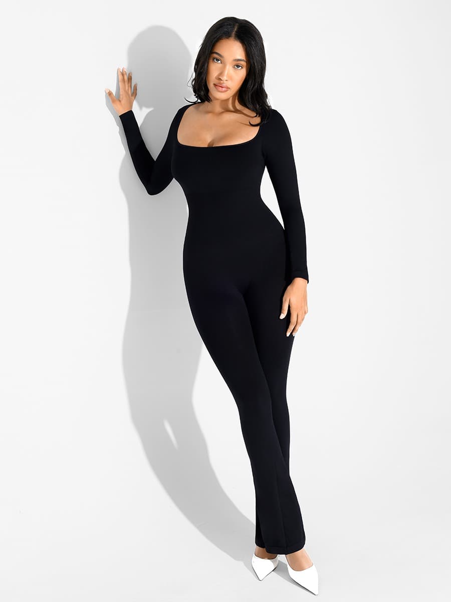 Seamless T-shoulder jumpsuit Flared Pants