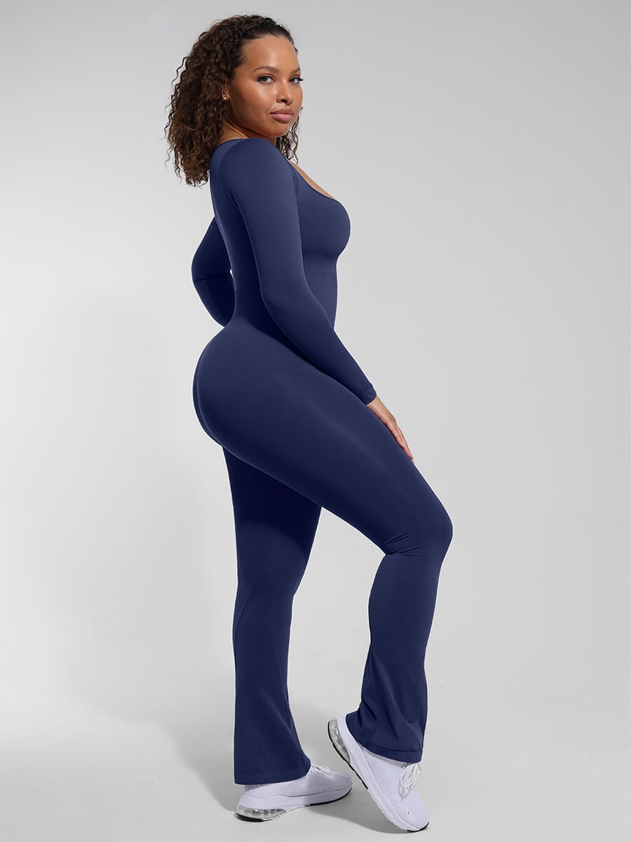 Seamless T-shoulder jumpsuit Flared Pants