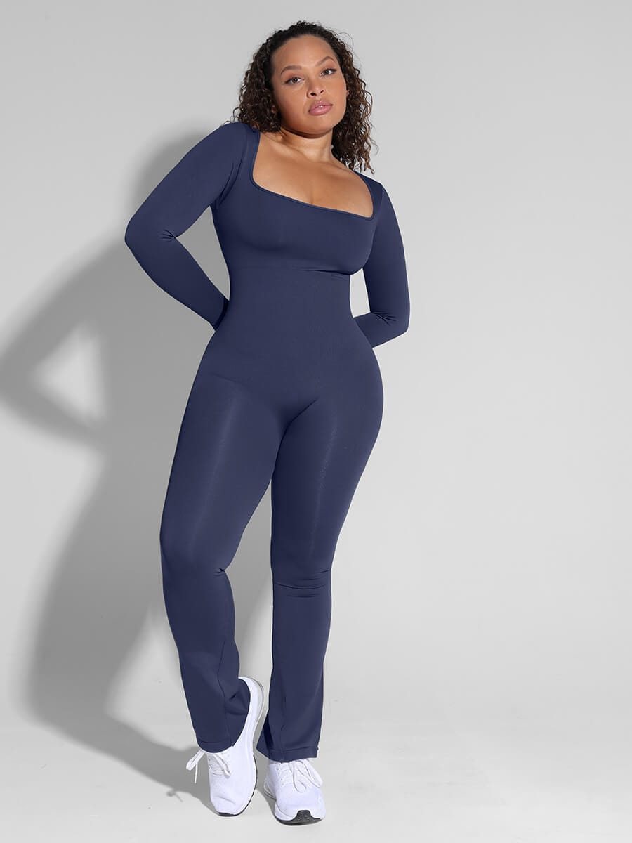 Seamless T-shoulder jumpsuit Flared Pants