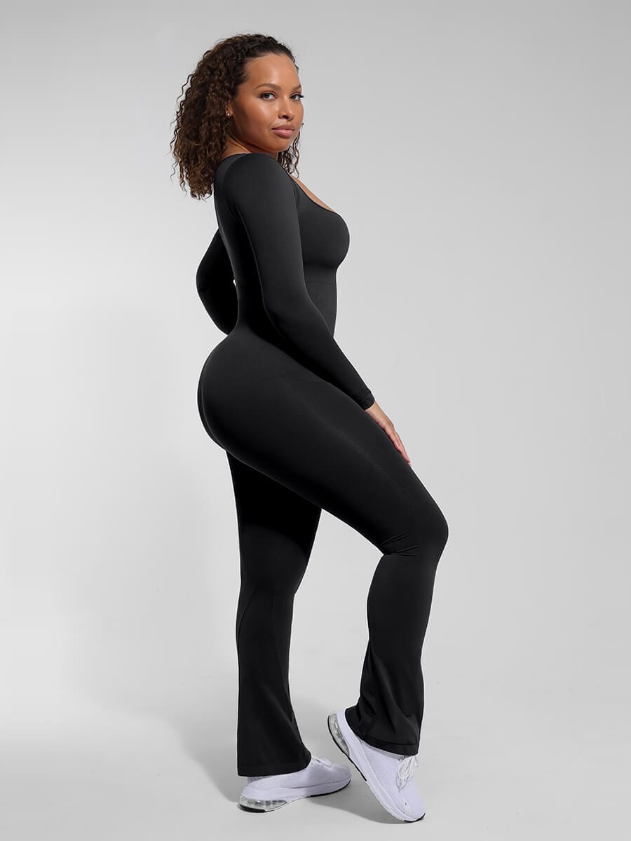 Seamless T-shoulder jumpsuit Flared Pants