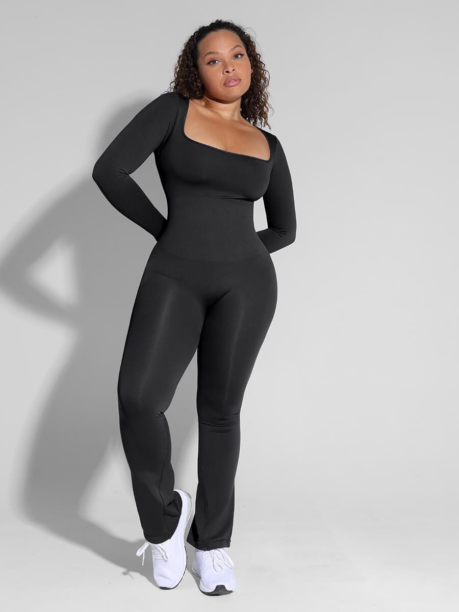 Seamless T-shoulder jumpsuit Flared Pants